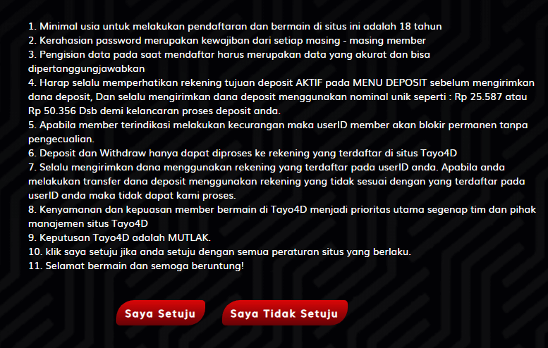 Peraturan di Situs Tayo4D