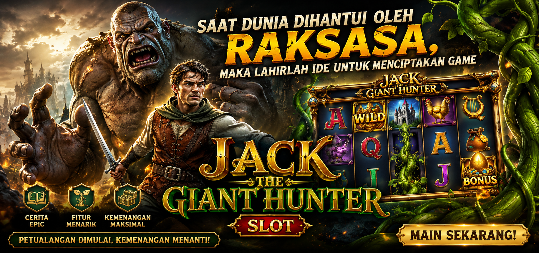 Saat Dunia Dihantui oleh Raksasa, Maka Lahirlah Ide untuk Menciptakan Game Jack The Giant Hunter Slot￼