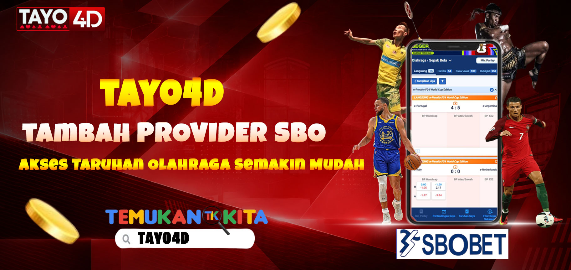 TAYO4D Tambah Provider SBO, Akses Taruhan Olahraga Semakin Mudah