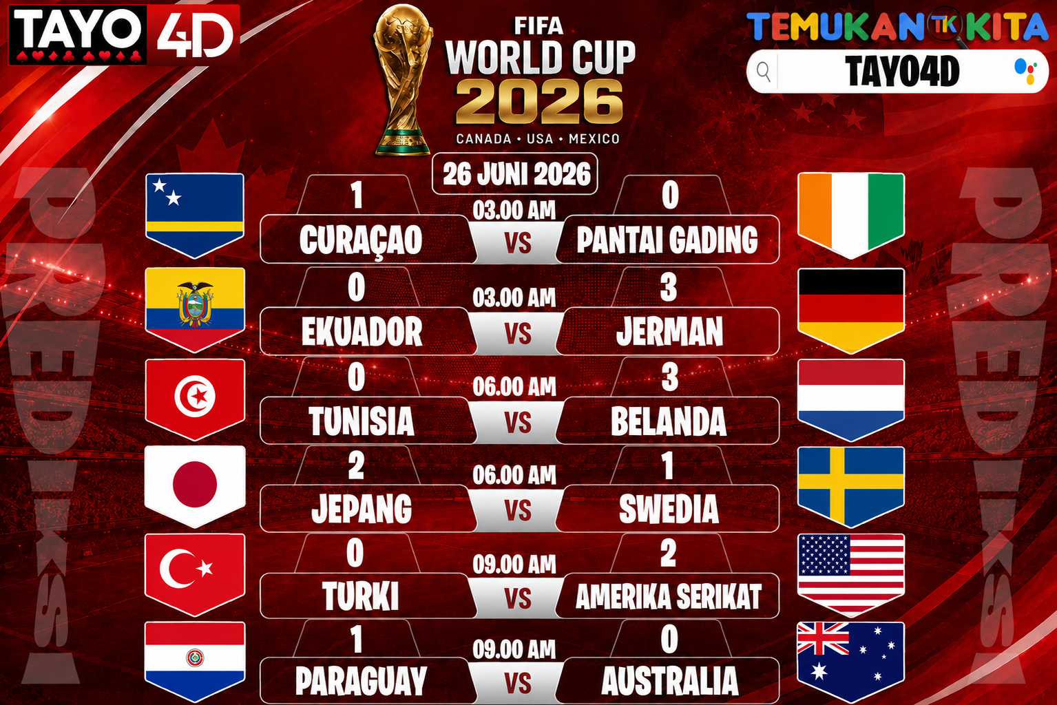 26 Juni 2026 Prediksi Piala Dunia TAYO4D