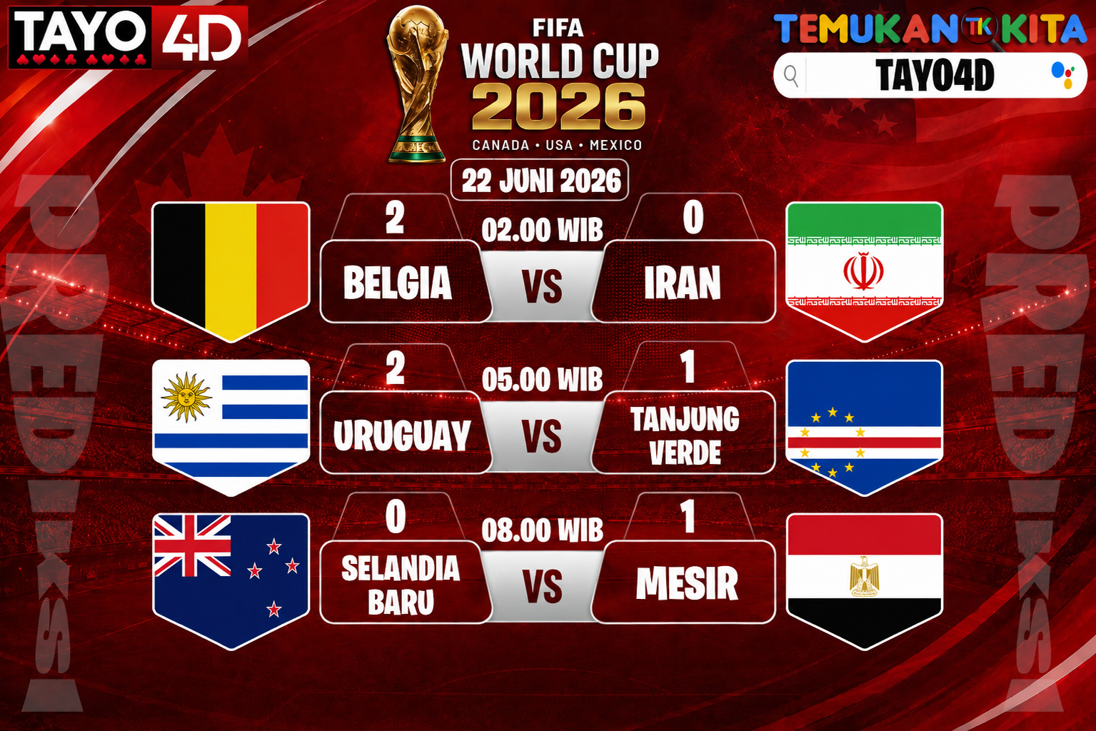 22 Juni 2026 Prediksi Piala Dunia TAYO4D
