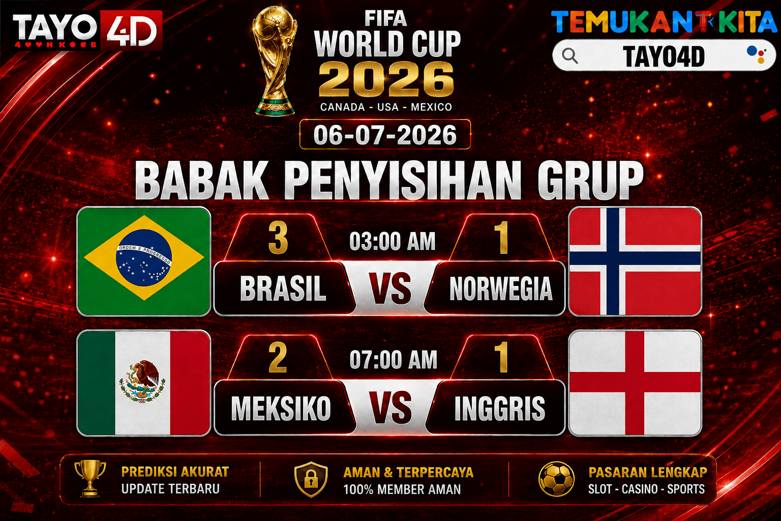 06 Juli 2026 Prediksi Piala Dunia TAYO4D