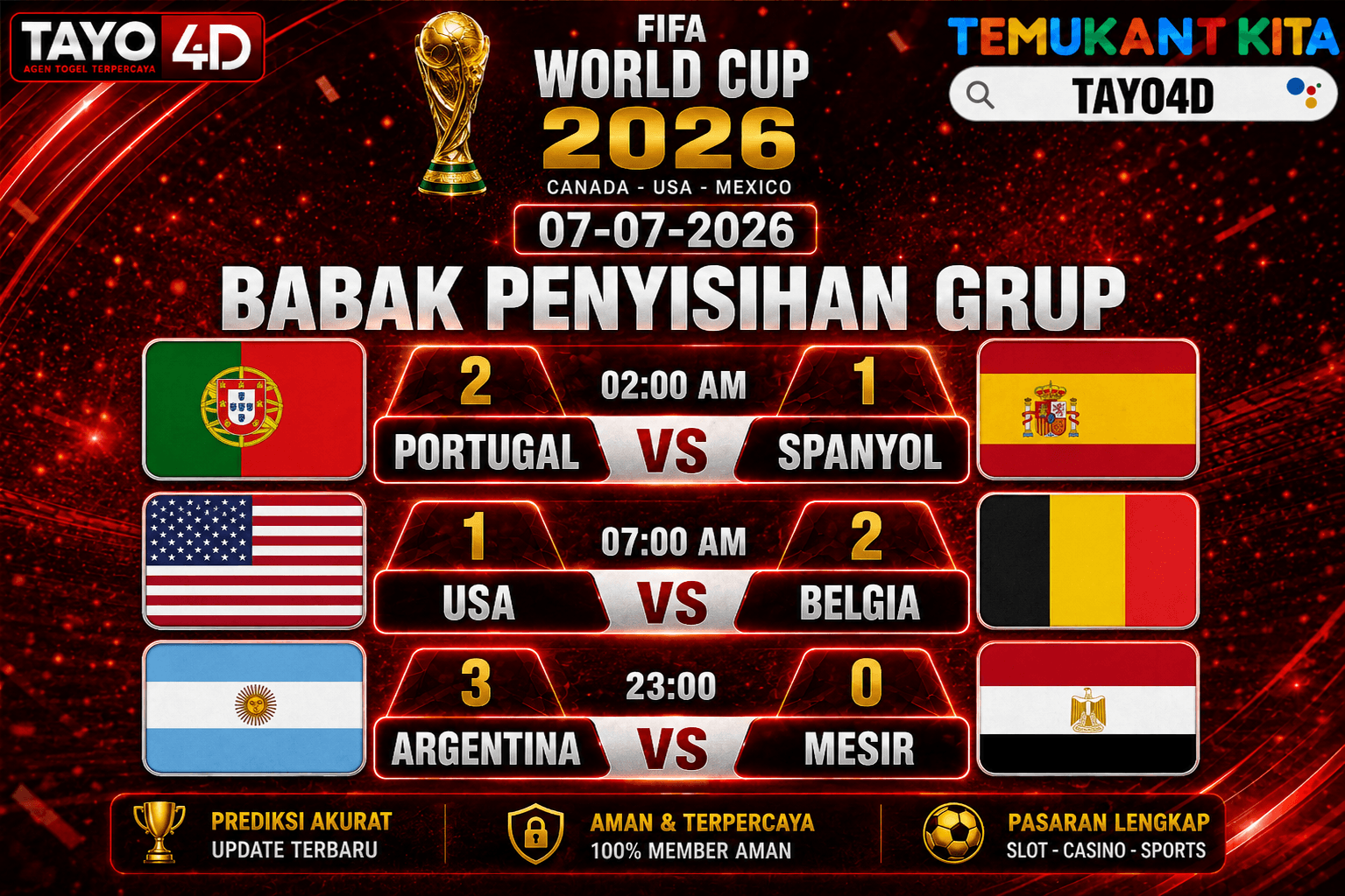 07 Juli 2026 Prediksi Piala Dunia TAYO4D